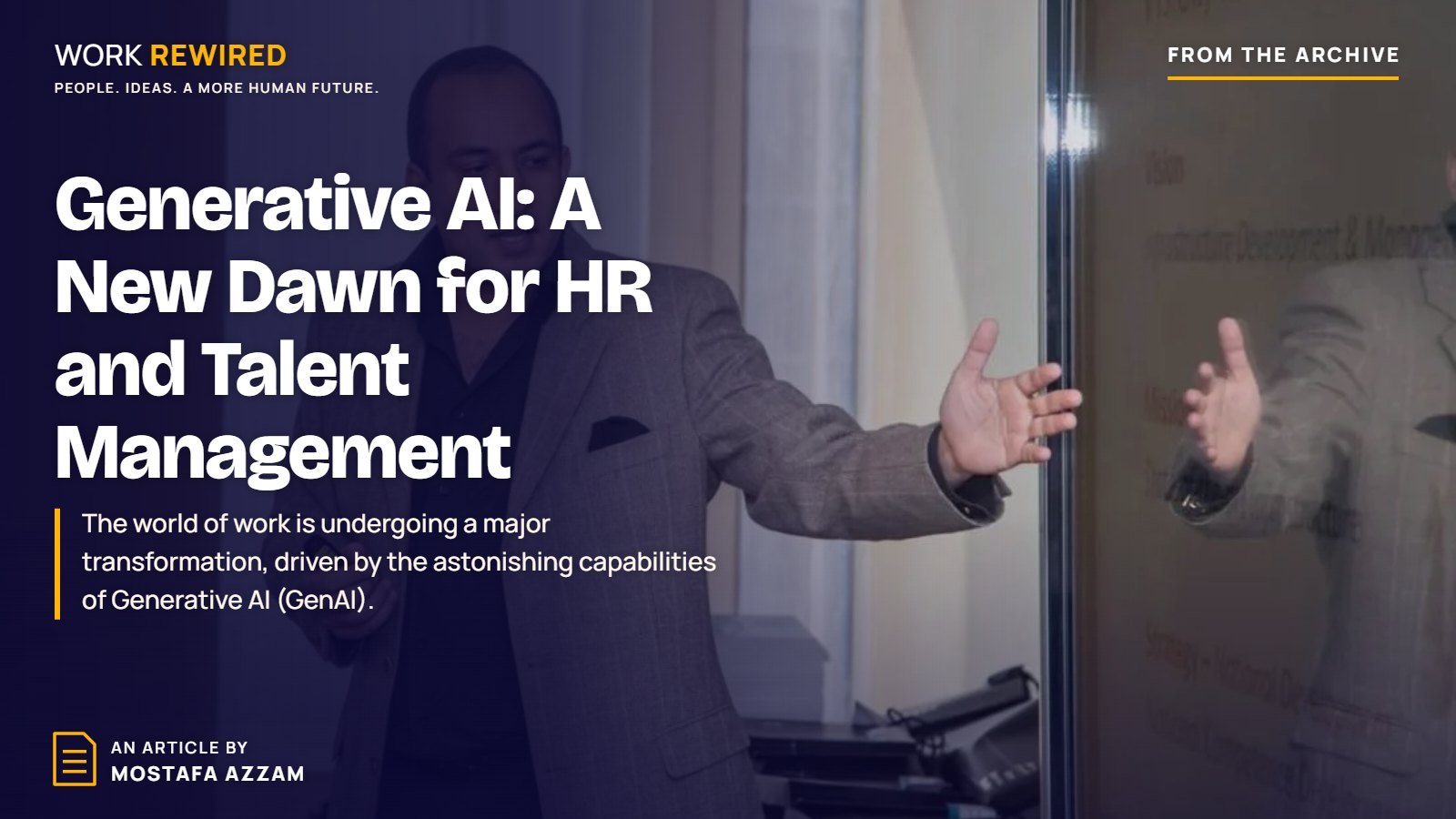 Cover of the article "Generative AI: A New Dawn for HR and Talent Management" by Mostafa Azzam