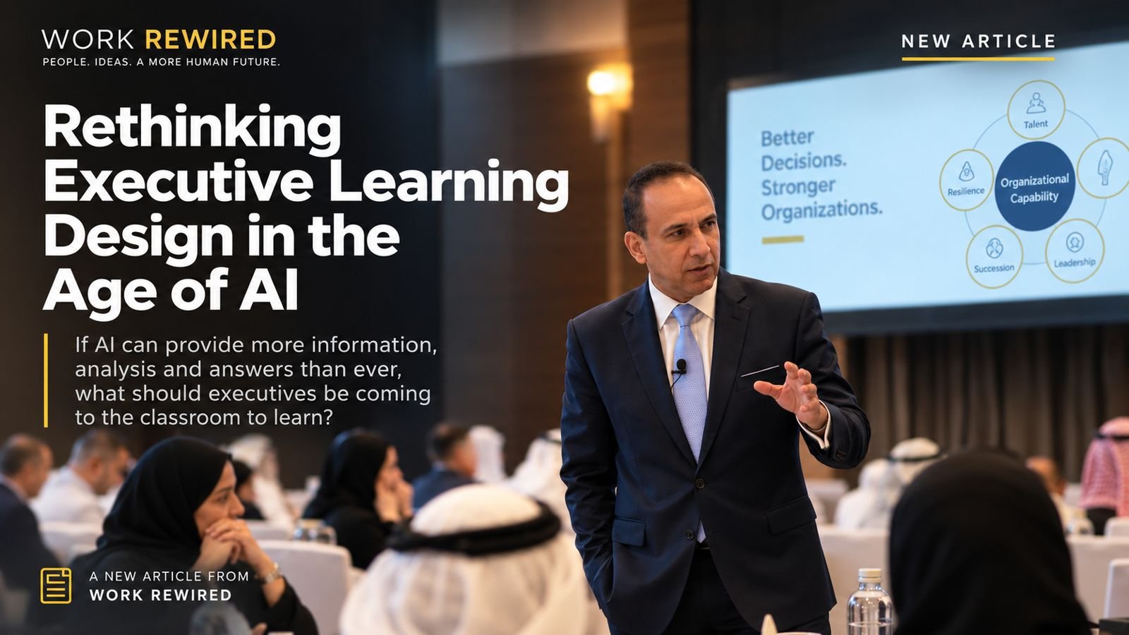 Work Rewired article card: Rethinking Executive Learning Design in the Age of AI