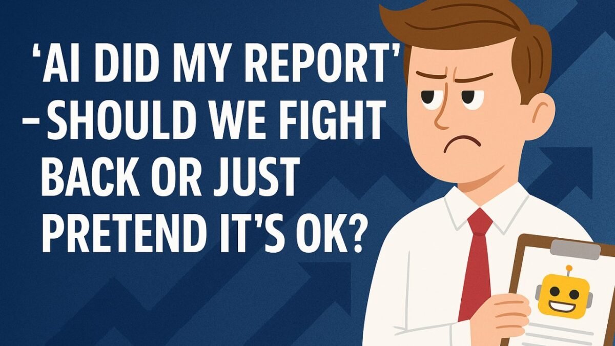 Work Rewired article cover: “AI Did My Report” – Should We Fight Back or Just Pretend It’s OK?!