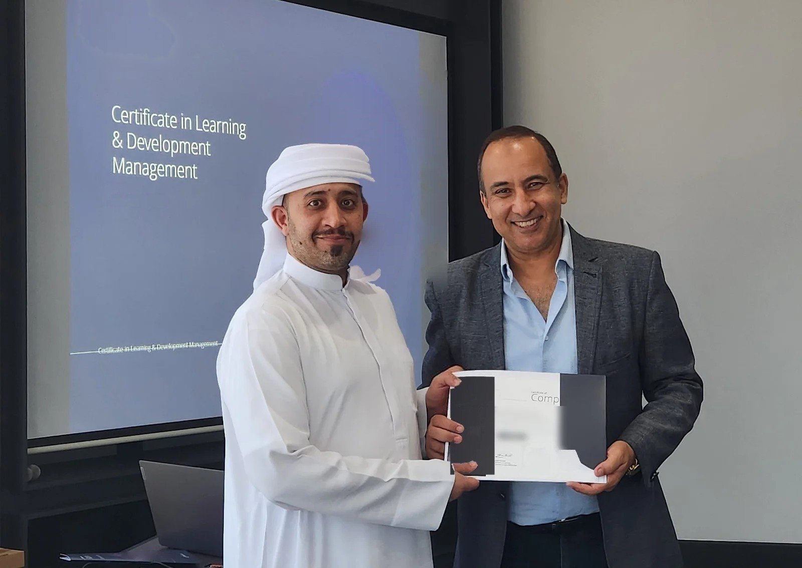 Program close: Presenting a certificate
